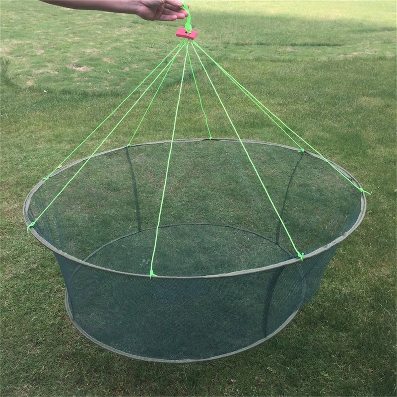 EASY BIG Foldable Fishing Net Hand Net - Crab Net Fish Net with Fishing Rope for Fishes, Shrimps, Crabs (Green, Top Dia:39.37" Bottom Dia:31.5" Heights:13.78") - Image 5